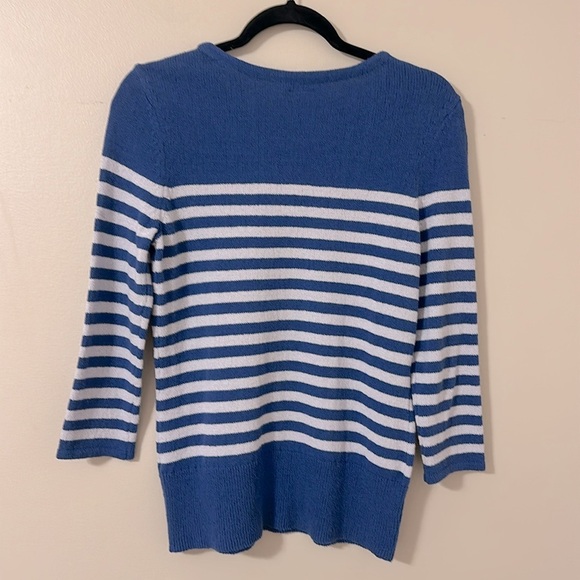 J. McLaughlin Womens Striped Knit Crew Neck Sweater Sz Small Preppy Classic Chic - Picture 2 of 7